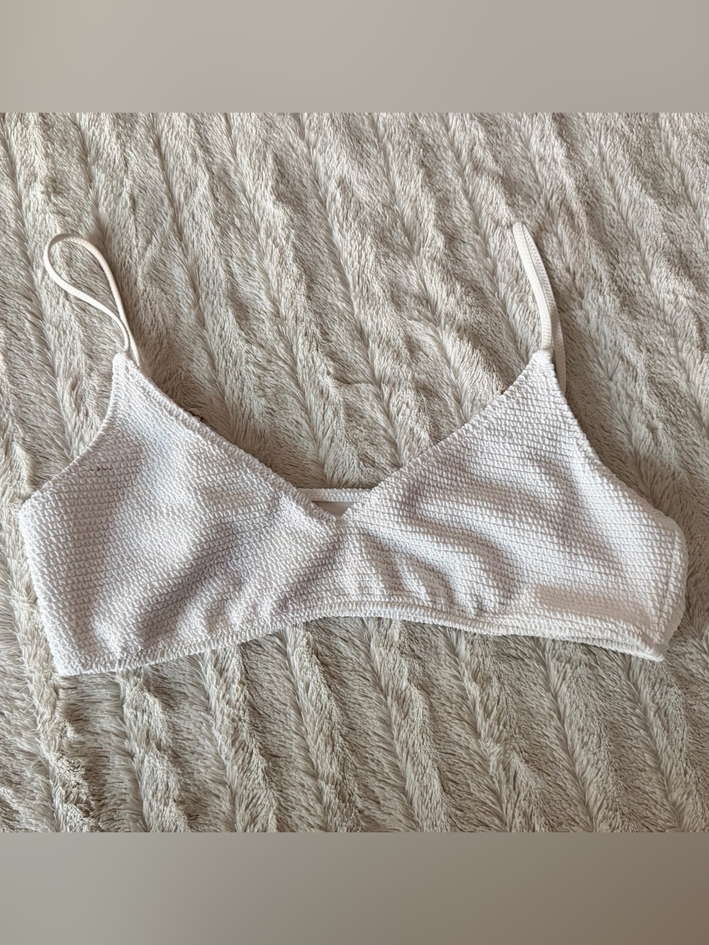 La Hearts White Textured Swim Bralette